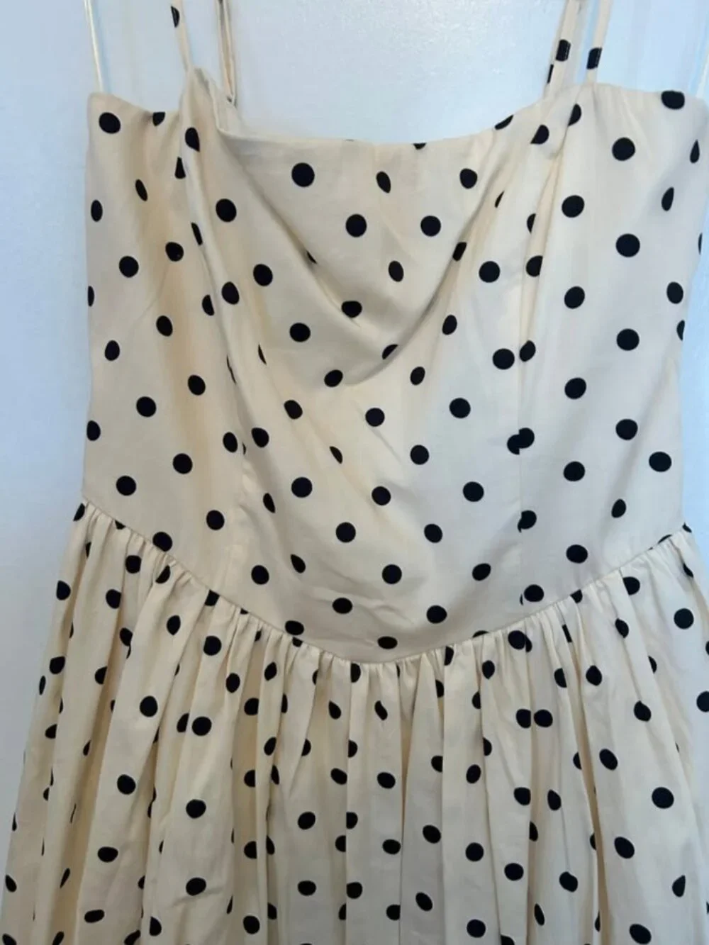 NWT Abercrombie & Fitch Dipped-Waist Bubble Hem Polka Dot Midi Dress M